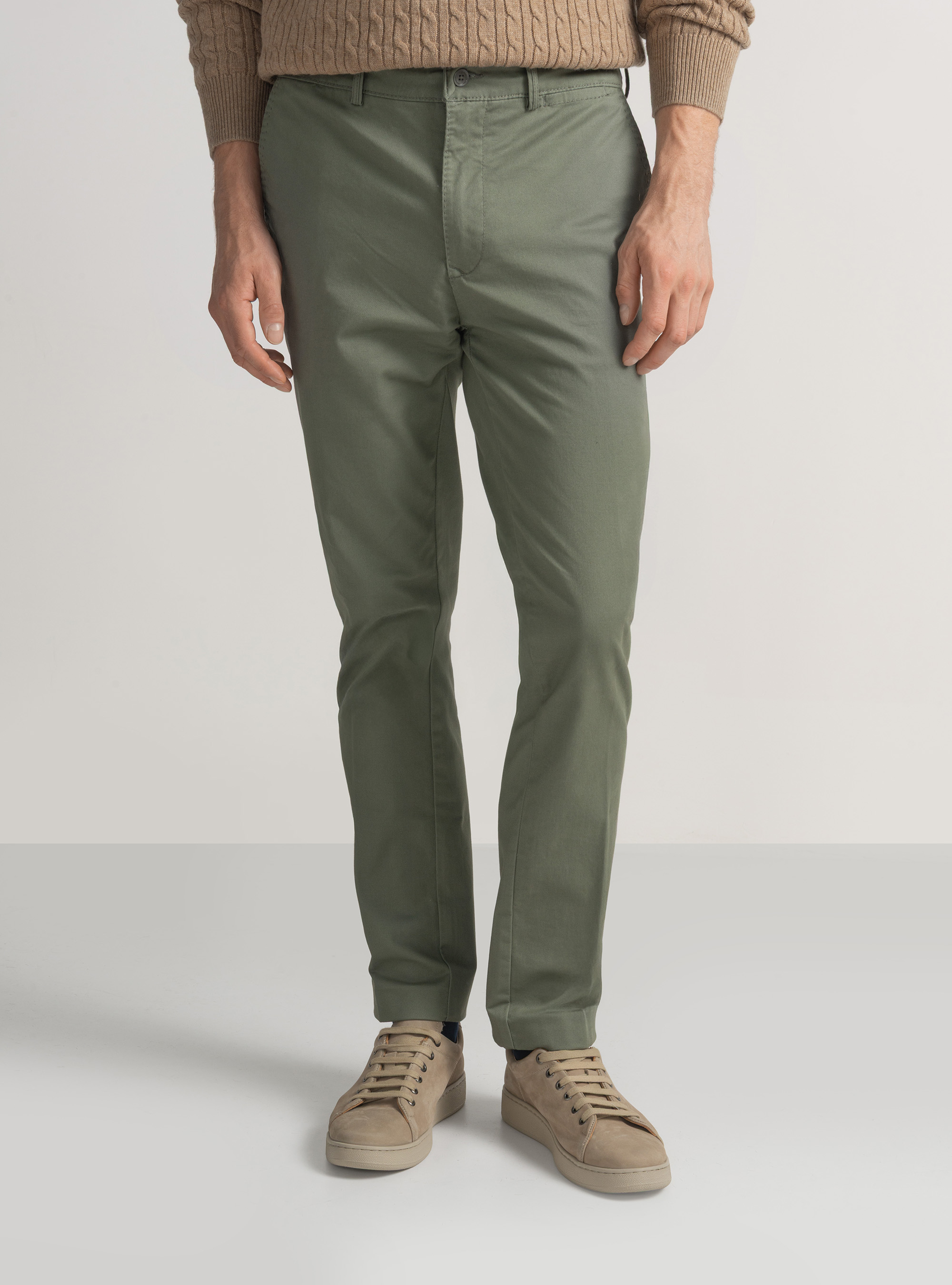 Pantal&oacute;n chino slim fit de sarga el&aacute;stica, SALVIA 0602C